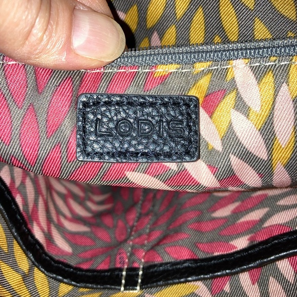 Lodis Black Leather Purse, Shoulder bag, Floral lining - Picture 11 of 16